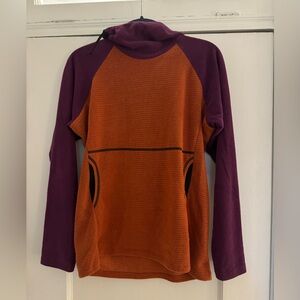 Melanzana | Micro Grid Hoodie | Rust and Purple
